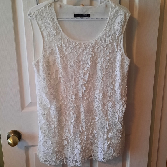 Ness Size 1X White Lace Tank Top - Picture 2 of 9
